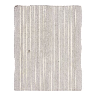 Vintage Turkish Kilim Exotic Yarn Rug With Ivory Stripes by Rug & Kilim, 1950-1959 For Sale