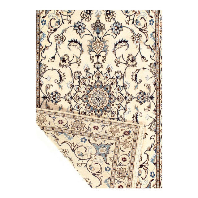 Pasargad DC Ivory Fine Hand Knotted Silk & Wool Nain For Sale - Image 4 of 4