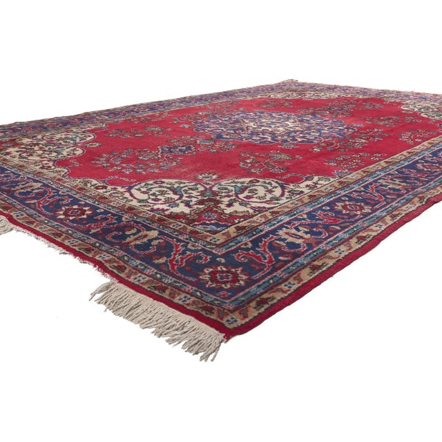 78140 Vintage Turkish Sparta Rug, 07'07 x 11'01. Emulating traditional sensibility and refined elegance, this vintage...