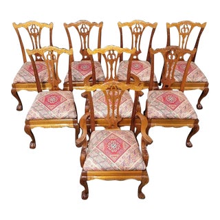 Chippendale Style Dining Chairs Claw & Ball Feet - Set of 8 For Sale