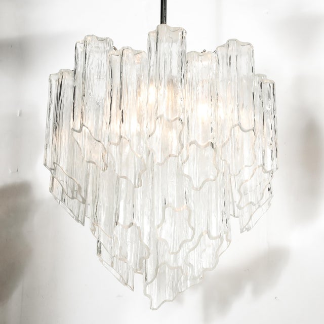Mid-Century Modern Mid-Century Modernist Hand-Blown Murano Angular Tronchi Glass Chandelier For Sale - Image 3 of 18