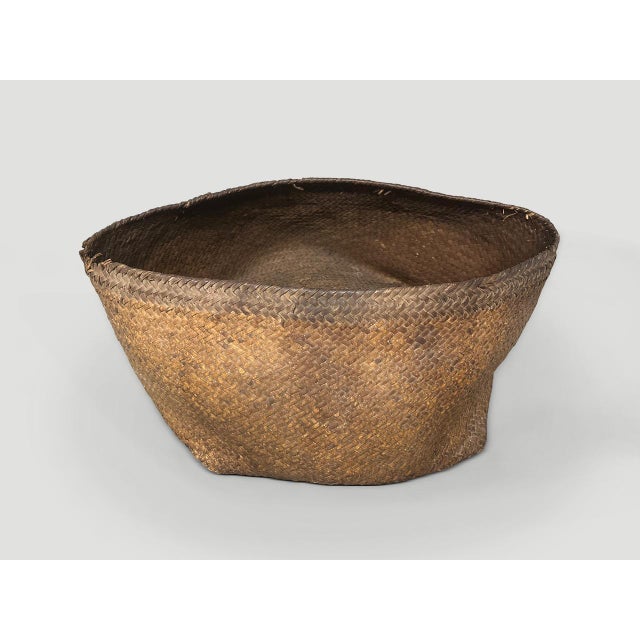 Antique Oversized Hand Woven Rattan Basket For Sale - Image 4 of 6