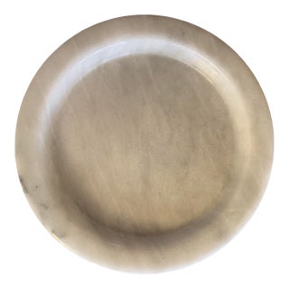 Vintage Round Carrara Marble Tray For Sale