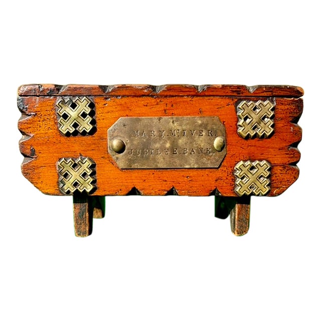 Late 19th Century Folk Art Pine Money Box For Sale