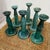 Rustic Green Glazed Ceramic Candle Holders in Varying Shades For Sale - Image 3 of 13