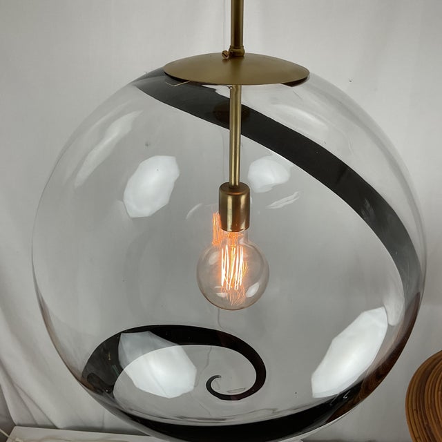 Vintage Large Murano Glass Ball Pendant For Sale - Image 4 of 6