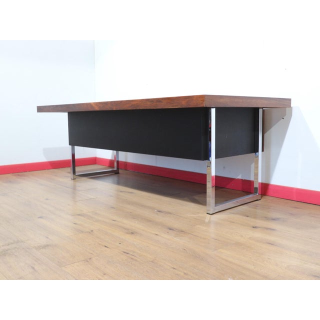 1960s Mid Century Modern Vintage Rosewood Writing Office Desk For Sale - Image 5 of 15