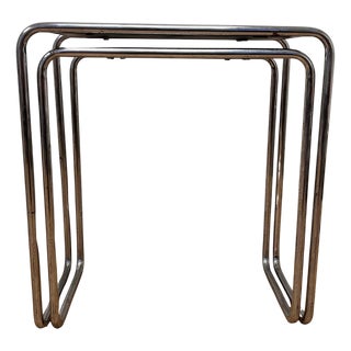 Vintage Bauhaus Chrome Nesting Tables by Marcel Breuer, 1930s, Set of 2 For Sale