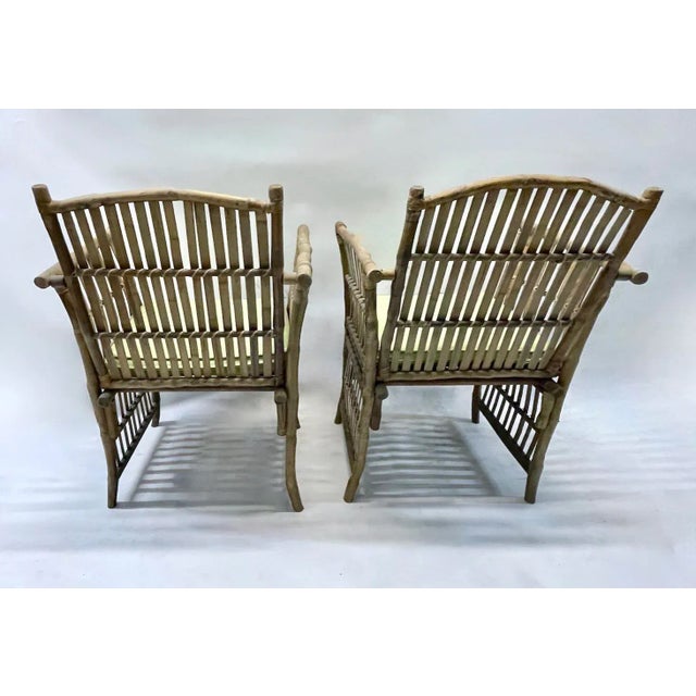 Vintage Chinoiserie Style Bamboo Armchairs , Pr For Sale - Image 4 of 11