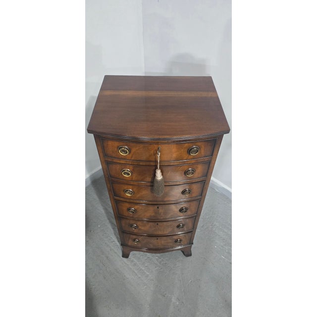 Tall Regency Mahogany Bow Front Chest of Drawers, 1910s For Sale - Image 13 of 15