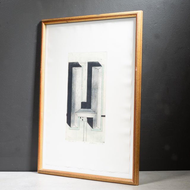 Late 20th Century Dream House a & B, Patrick Palmer Numbered and Signed Architectural Etchings, 1988 For Sale - Image 5 of 8