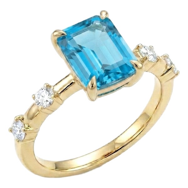 Swiss Blue Topaz Engagement Ring - Minimalist December Birthstone Ring Us 7 For Sale