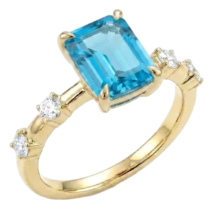Swiss Blue Topaz Engagement Ring - Minimalist December Birthstone Ring Us 7