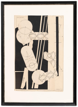 Josef Brauner, Bauhaus Black and White Rationalist Collage, Mixed Media, 1927