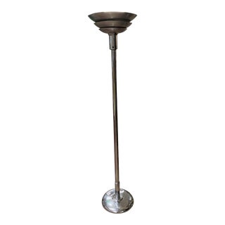 1930s Art Deco Chrome and Aluminum Torchiere Floor Lamp For Sale