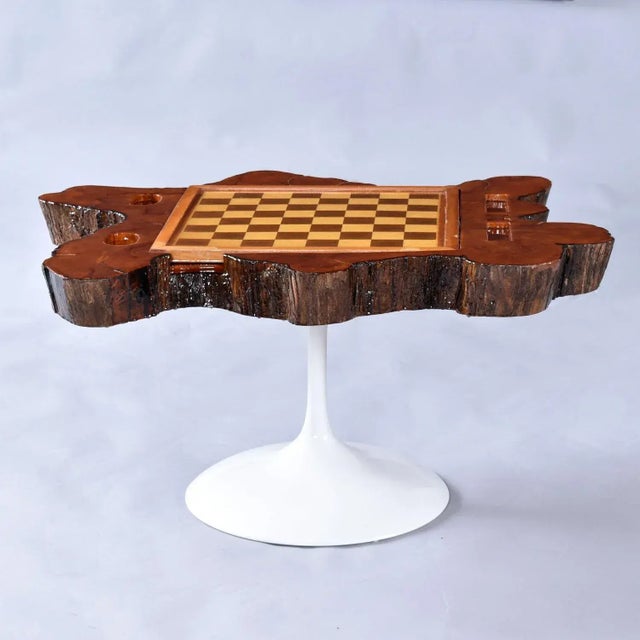 Custom Made Reversible Chess and Backgammon Live Edge Game Table For Sale - Image 10 of 13