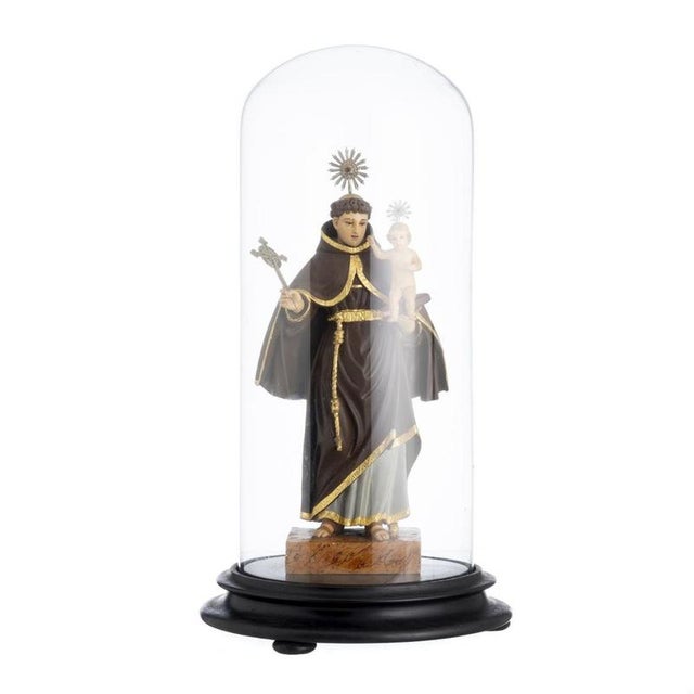 Religious Artist, Saint Anthony with the Child Jesus, 19th Century, Wood with Glass & Silver Details For Sale - Image 6 of 6