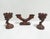 Vintage German 3-piece set, hand carved wooden candle holder.s In the Brutalist style, with organic lines, and a hammered...