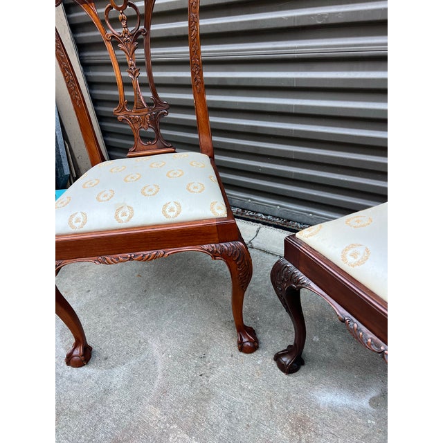 Wood 1970s Pair of Maitland Smith Ball and Claw Feet Design Wooden Dining Chairs For Sale - Image 7 of 9