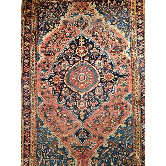 Persian Vintage Persian Farahan Sarouk Rug, Handwoven Floral Pattern, Rust Red & Blue, 5’ X 7’ For Sale - Image 3 of 10