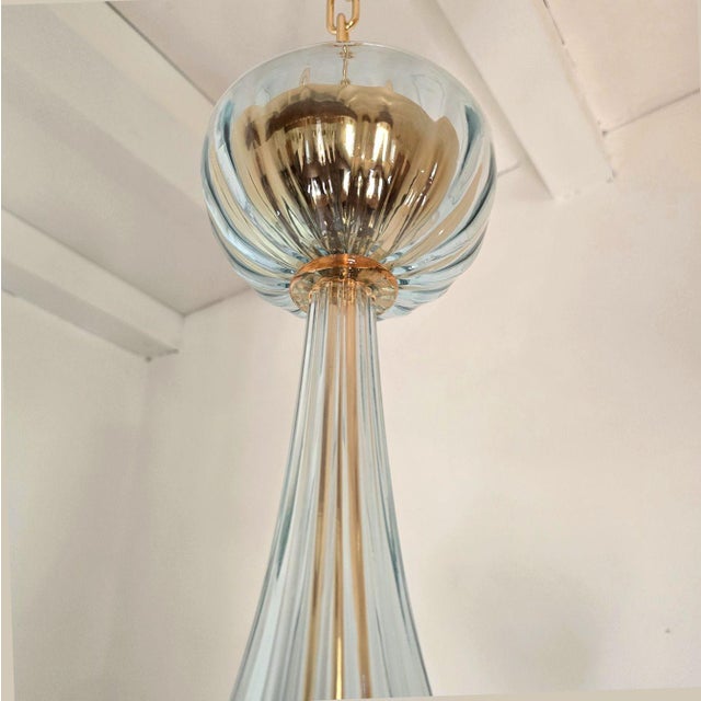 1980s Light Blue Murano Glass Chandelier For Sale - Image 13 of 14