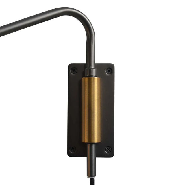 Mid-Century Modern Nova of California Swing Wall Light - Brushed Brass, Plug-In, Dimmer Switch For Sale - Image 3 of 10