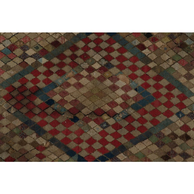 Textile Antique Hooked Rug With Geometric Medallions and Patterns From Rug & Kilim For Sale - Image 7 of 8