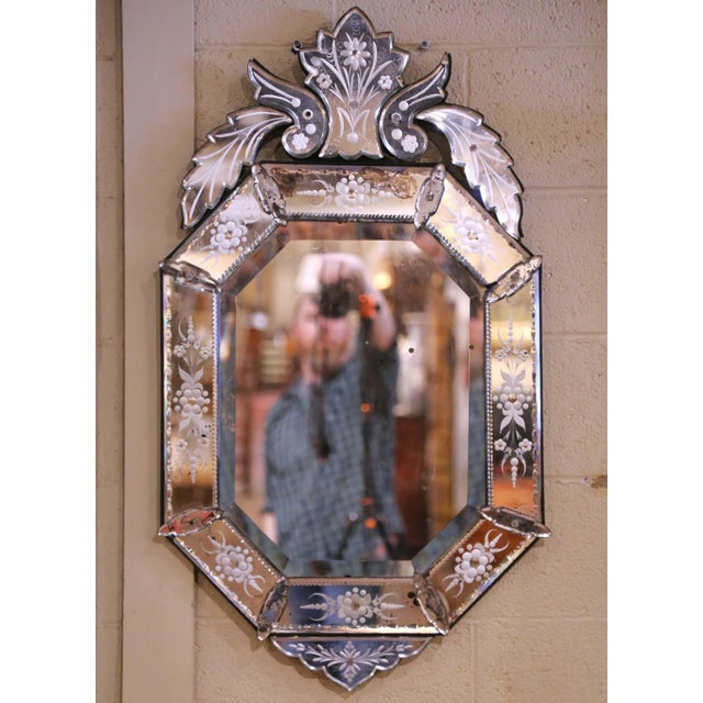 Early 20th Century Early 20th Century Venetian Murano Style Beveled Etched Mirror For Sale - Image 5 of 10