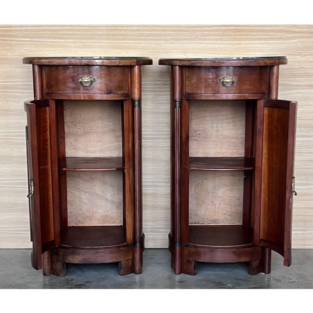 1890 Biedermeier Style Drum Tables with Drawer and Door, A Pair For Sale - Image 9 of 18
