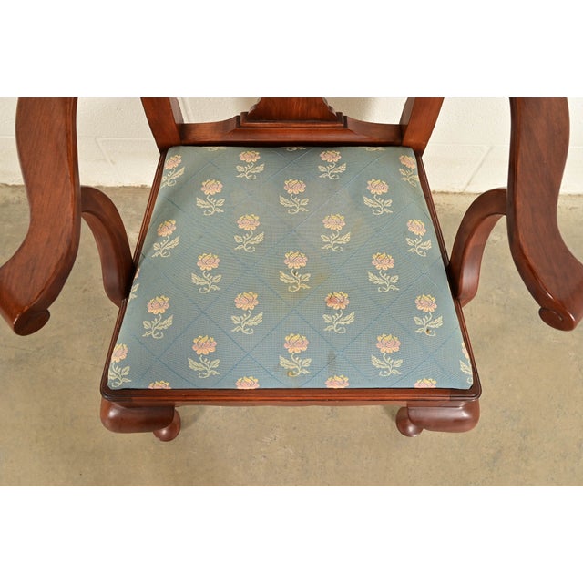 Brown Henkel Harris Queen Anne Solid Cherry Wood Dining Chairs, Set of Ten For Sale - Image 8 of 14