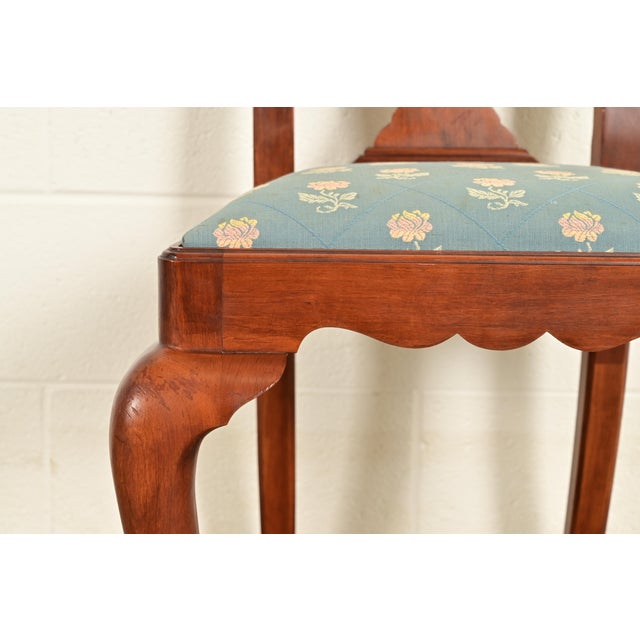 Brown Henkel Harris Queen Anne Solid Cherry Wood Dining Chairs, Set of Eight For Sale - Image 8 of 13
