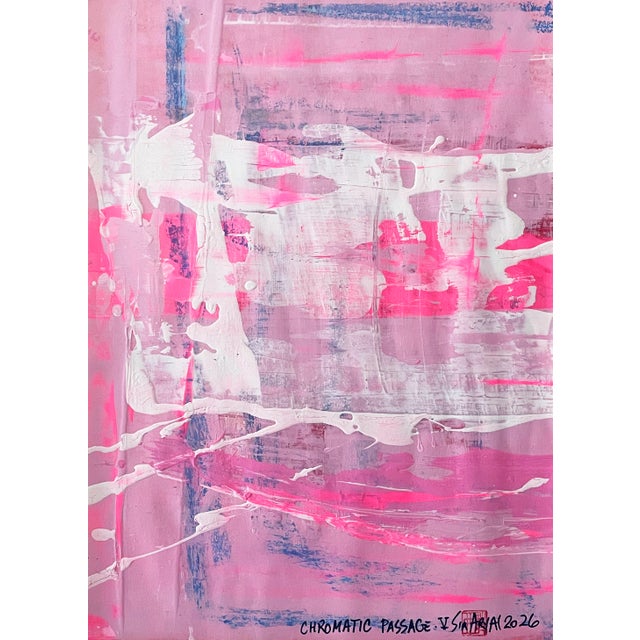 Chromatic Passage. V is a sophisticated abstract surreal artwork created with acrylic and pastel on handmade paper. Layers...
