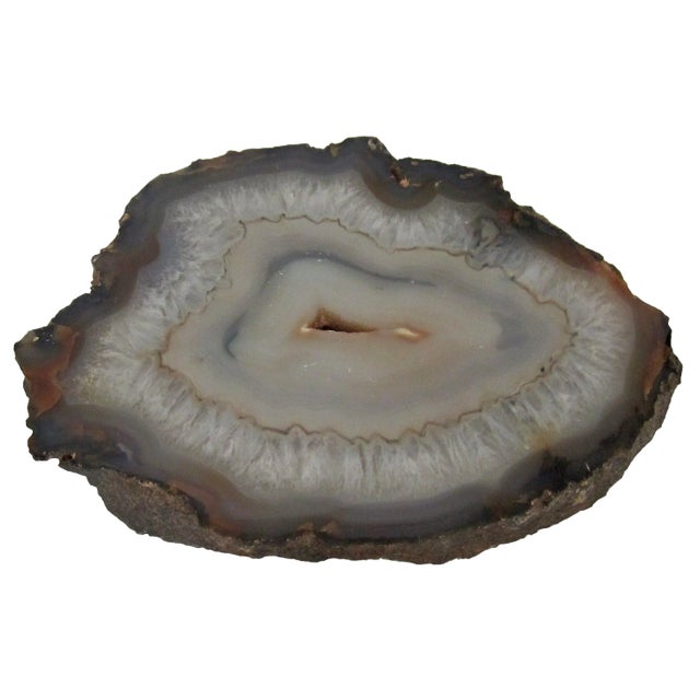 Grey Agate Geode Crystal Decorative Object or Paperweight For Sale