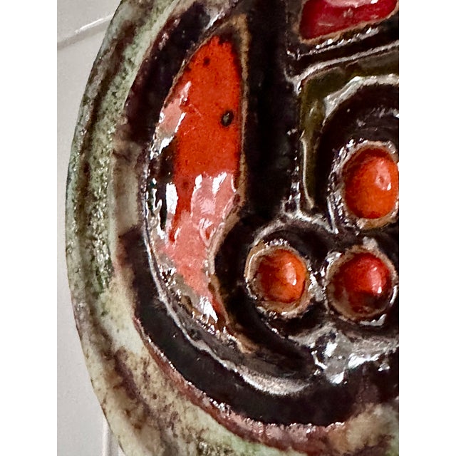 1960s Brutalist Sculptural Glazed Ceramic Art Wall Relief from Ruscha, West Germany, 1960s For Sale - Image 5 of 18