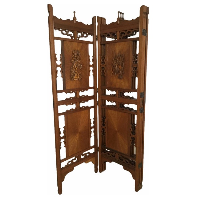 1970s Vintage Hand Carved Rosewood Shoji Screen Room Divider For Sale In Portland, ME - Image 6 of 11