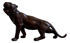 Japanese Meiji Period Artist, Tiger Sculpture, Late 1800s, Bronze on Marble Base