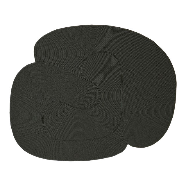 Riff Rug, 4x6ft, Dark Green, From Souda, Braided, Coiled Wool Area Rug For Sale