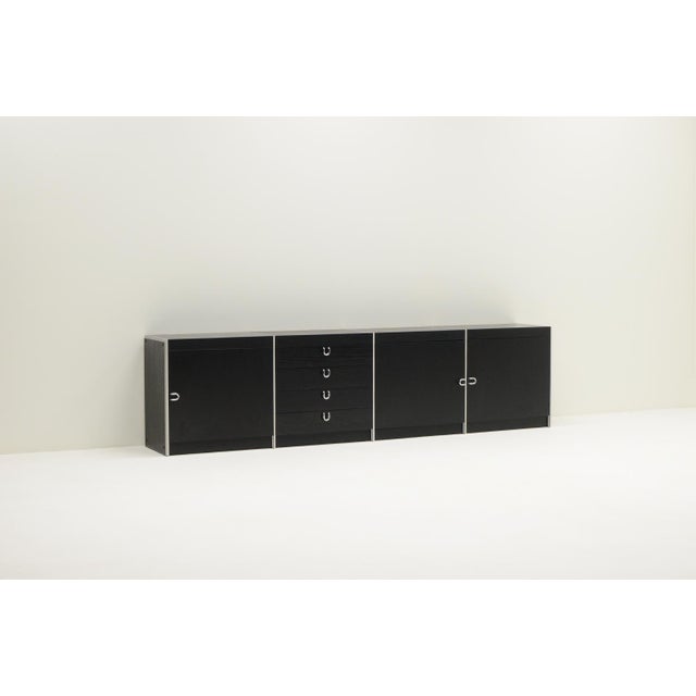 Large Black and Aluminum Sideboard attributed to Interlübke, Germany, 1980s For Sale - Image 5 of 6