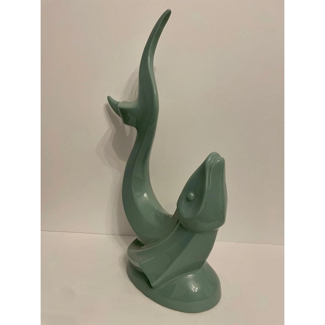 Vintage Haeger Aqua Green Ceramic Flying Fish Statue For Sale - Image 9 of 13