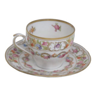Schumann Arzberg Germany Bone China Flowers Tea Cup and Saucer Set 4650b For Sale