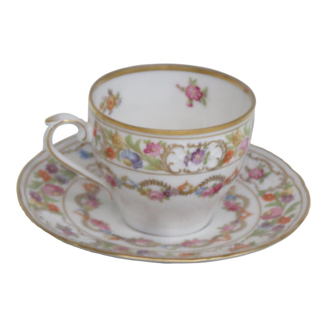 Schumann Arzberg Germany Bone China Flowers Tea Cup and Saucer Set 4650b For Sale