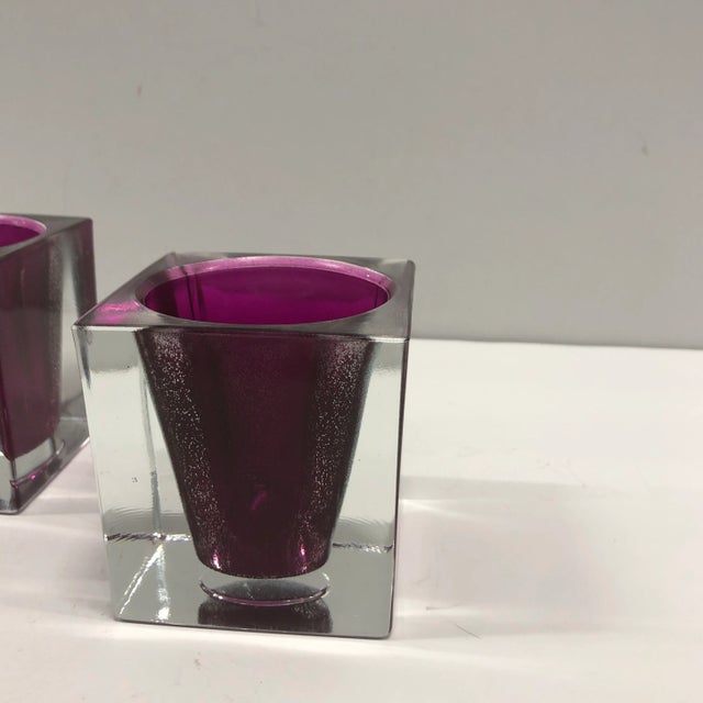 Mid-Century Modern MCM Ruby Red Murano Glass Votive Holders - Set of 2 For Sale - Image 3 of 5