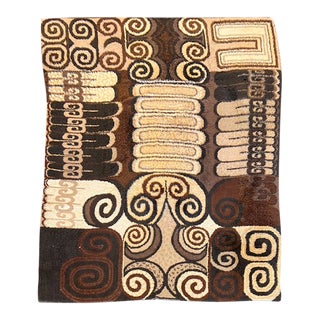Mid Century Bold Brown Ivory and Beige Rya Rug - 7’9 X 11‘4 For Sale
