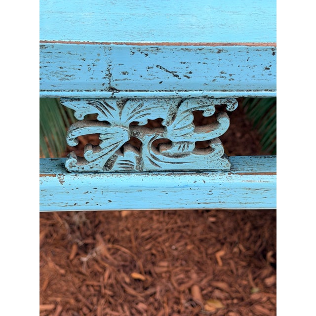 Chinese Distressed Turquoise Blue Console Table For Sale - Image 11 of 14