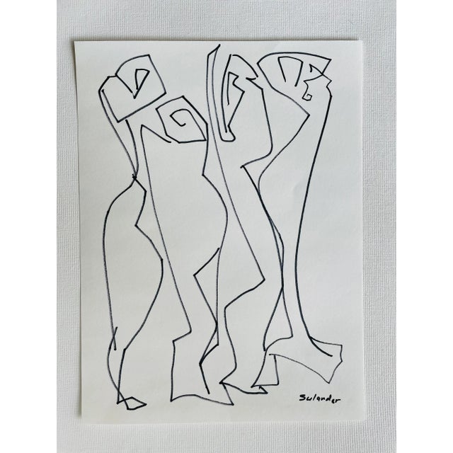 Erik Sulander Postmodern Figurative Drawing by Erik Sulander in Ink on Paper, Signed, Framed For Sale - Image 4 of 4