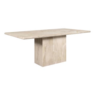 Italian Modern Breccia Oniciata Marble Dining Table With Bullnose Edge For Sale
