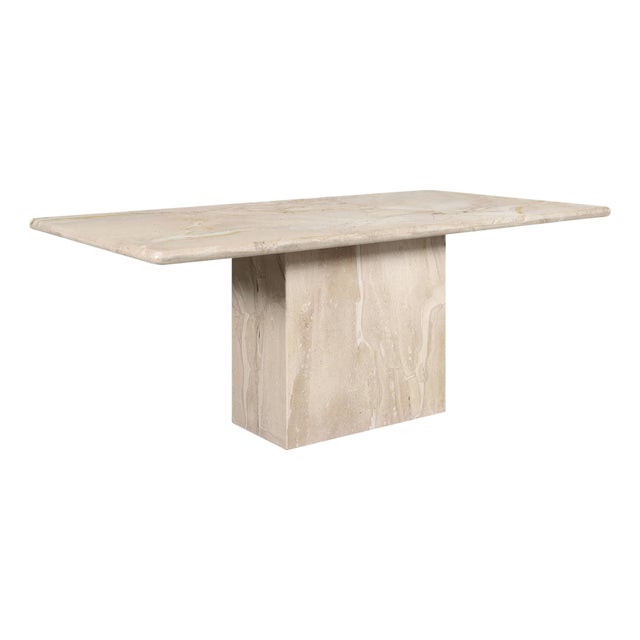 Italian Modern Breccia Oniciata Marble Dining Table With Bullnose Edge For Sale