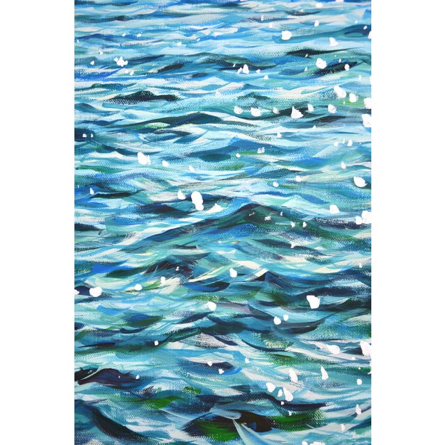 Glowing Ocean Waves.Original Modern Hand Painting For Sale - Image 4 of 10