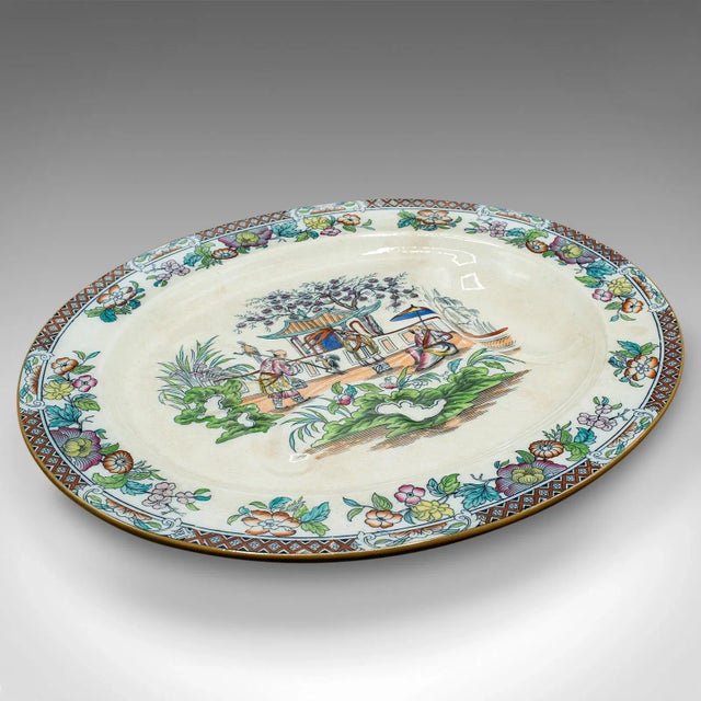 1900s Large Antique Victorian Chinese Ceramic Oval Meat Platter For Sale - Image 11 of 11