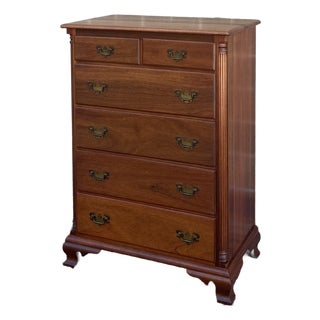Mid 20th Century Kling Furniture Chippendale Solid Mahogany 6 Drawer Highboy Dresser For Sale